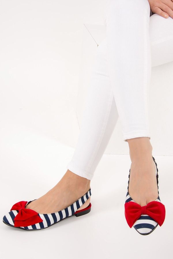 Fox Shoes Fox Shoes Navy Blue White Red Women's Flat Shoes