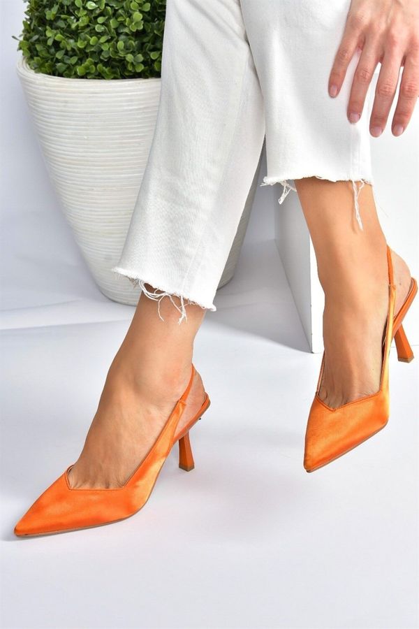 Fox Shoes Fox Shoes Orange Satin Fabric Women's Heeled Shoes
