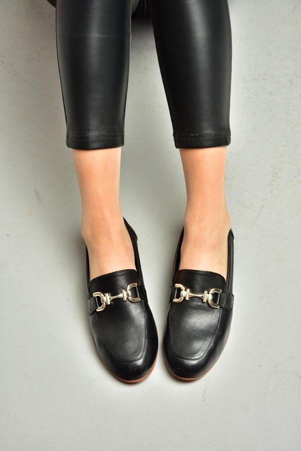 Fox Shoes Fox Shoes S944037903 Black Genuine Leather Women's Flats