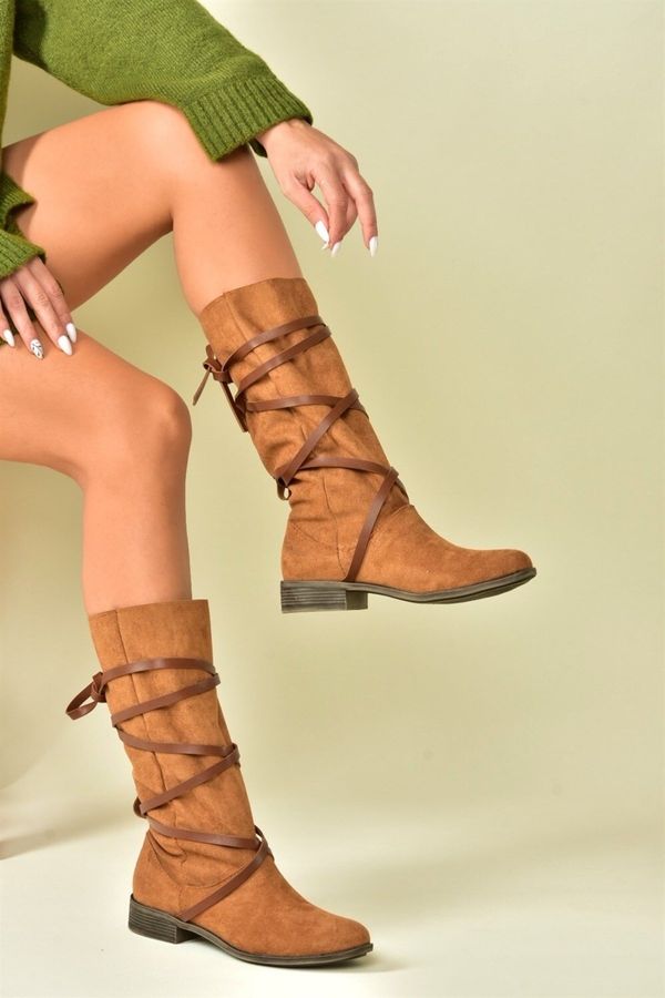 Fox Shoes Fox Shoes Tan/tan Suede Women's Boots with Lace-Up Detail