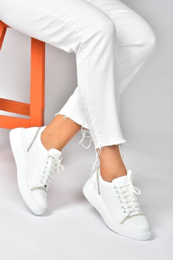 Fox Shoes Fox Shoes White Stone Detailed Casual Sports Shoes Sneakers