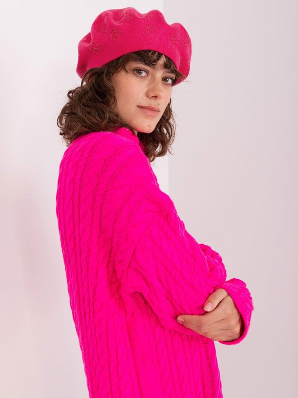 Fashionhunters Fuchsia beret with cashmere