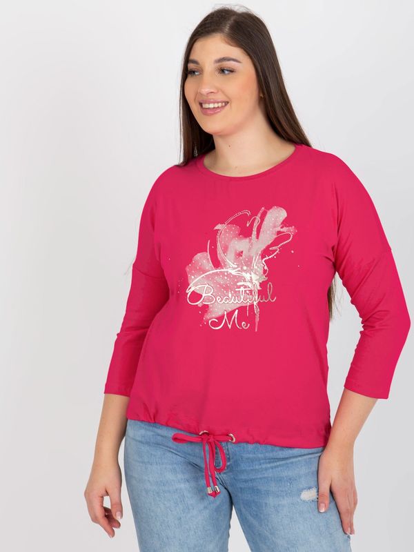 Fashionhunters Fuchsia blouse of larger size for everyday wear with expression