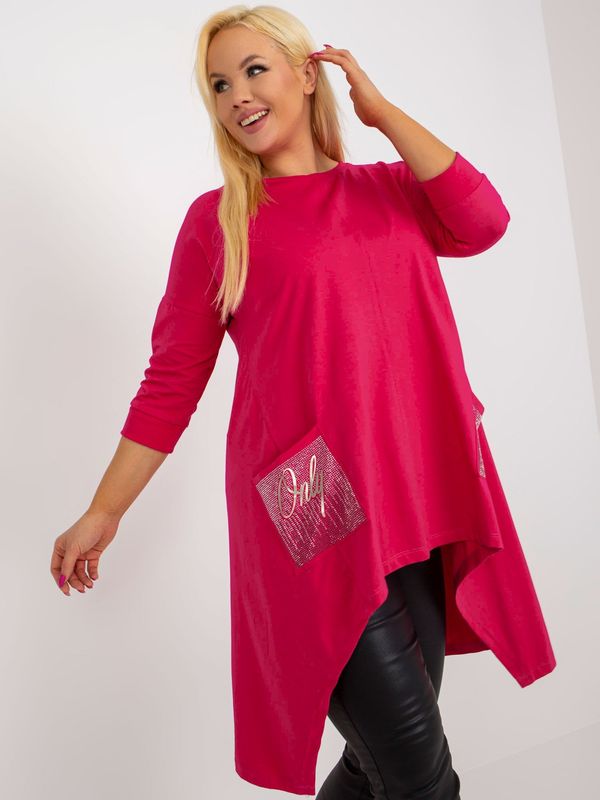 Fashionhunters Fuchsia long blouse of larger size with pockets