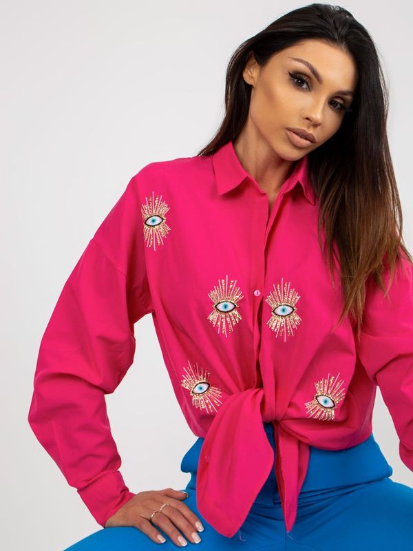 Fashionhunters Fuchsia Oversized Button Shirt