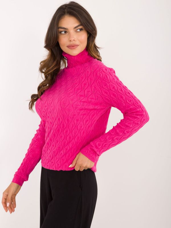 Fashionhunters Fuchsia turtleneck with viscose