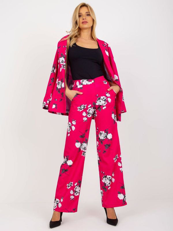 Fashionhunters Fuchsia wide fabric trousers with rose suits