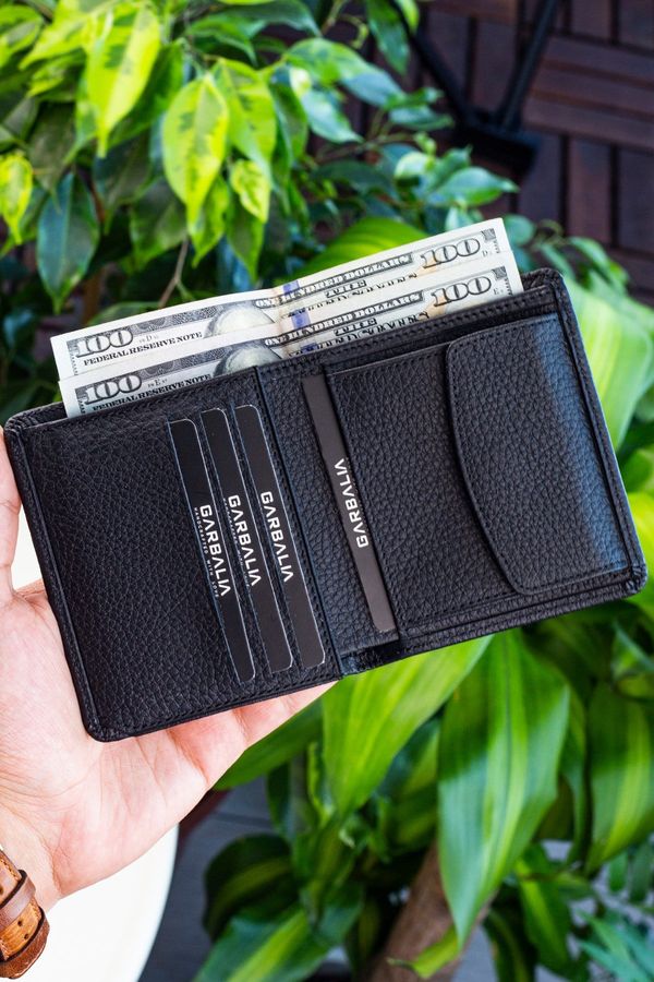 Garbalia Garbalia Dallas Genuine Leather Men's Black Wallet With A Coin Compartment