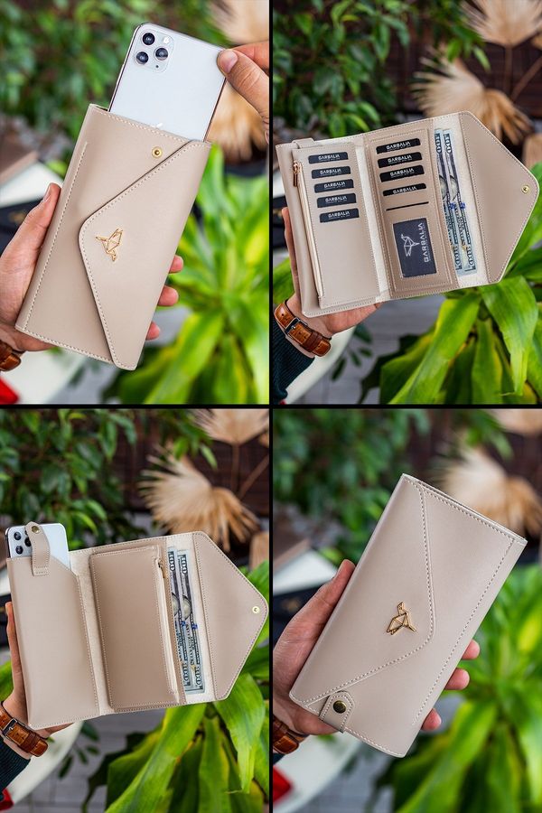 Garbalia Garbalia Envelope Model Beige Women's Wallet with Phone and Coin Compartment Envelope