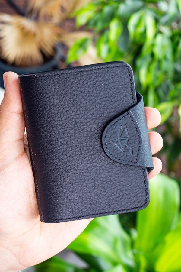 Garbalia Garbalia Genuine Leather Black Unisex Wallet with Insert Card Holder