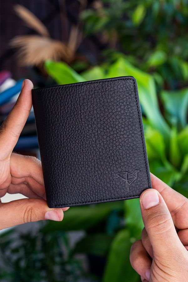 Garbalia Garbalia Genuine Leather Men's Black Wallet with Coin Compartment