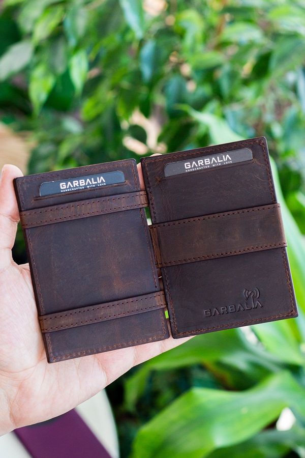 Garbalia Garbalia Magic Genuine Leather Rfid Blocker Unisex Wizard Brown Card Holder Wallet