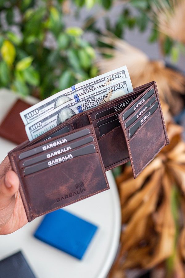 Garbalia Garbalia Porto Genuine Leather Classic Crazy Brown Men's Wallet with Loose Card Holder.