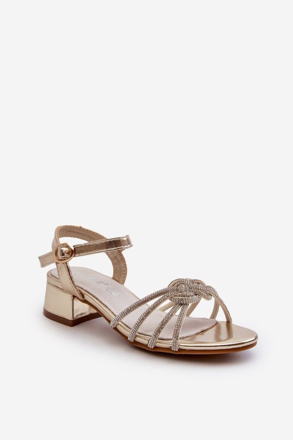 Kesi Girls' low-heeled sandals with zircons, gold Ollna