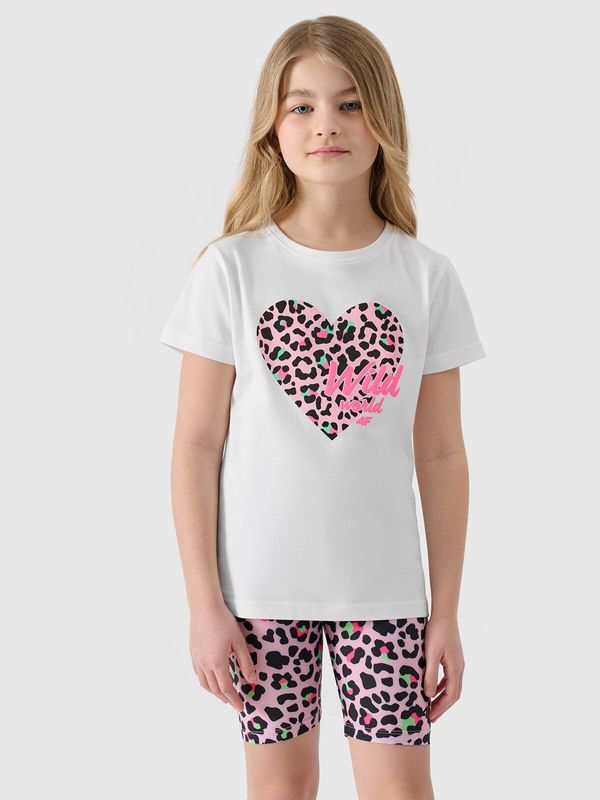 4F Girls' T-shirt with 4F print - white