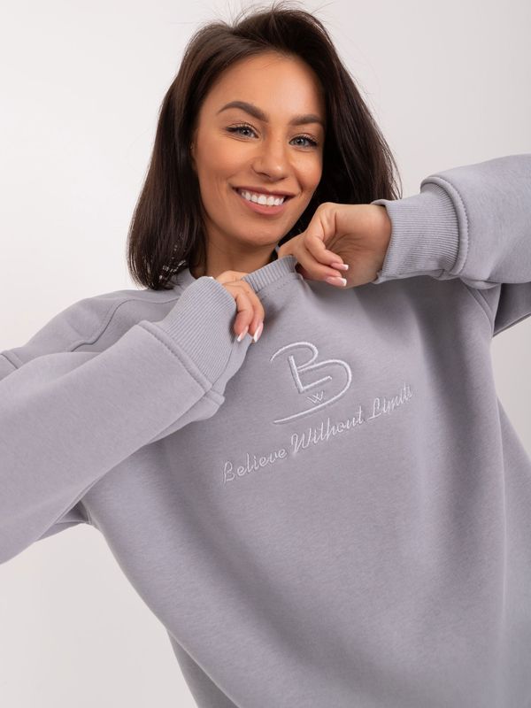 Fashionhunters Gray women's oversize hooded sweatshirt