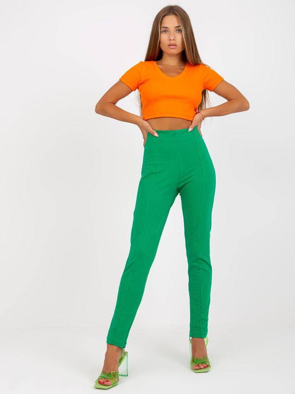 Fashionhunters Green basic leggings with slit RUE PARIS
