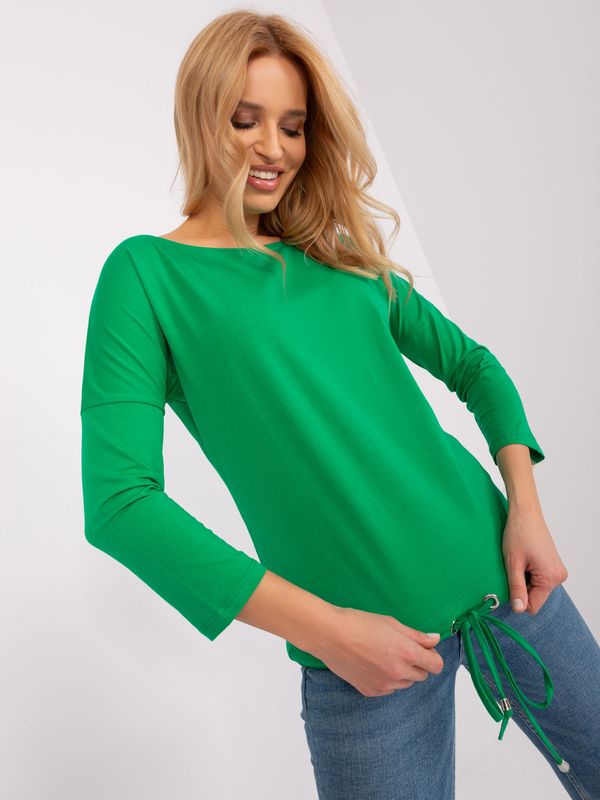 Fashionhunters Green blouse with 3/4 sleeves BASIC FEELING
