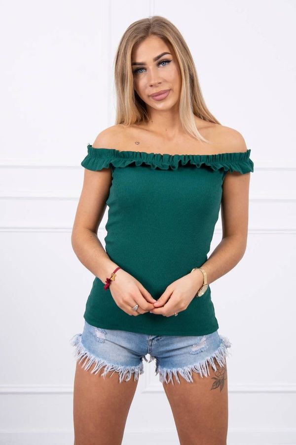 Kesi Green blouse with ruffles above the shoulders