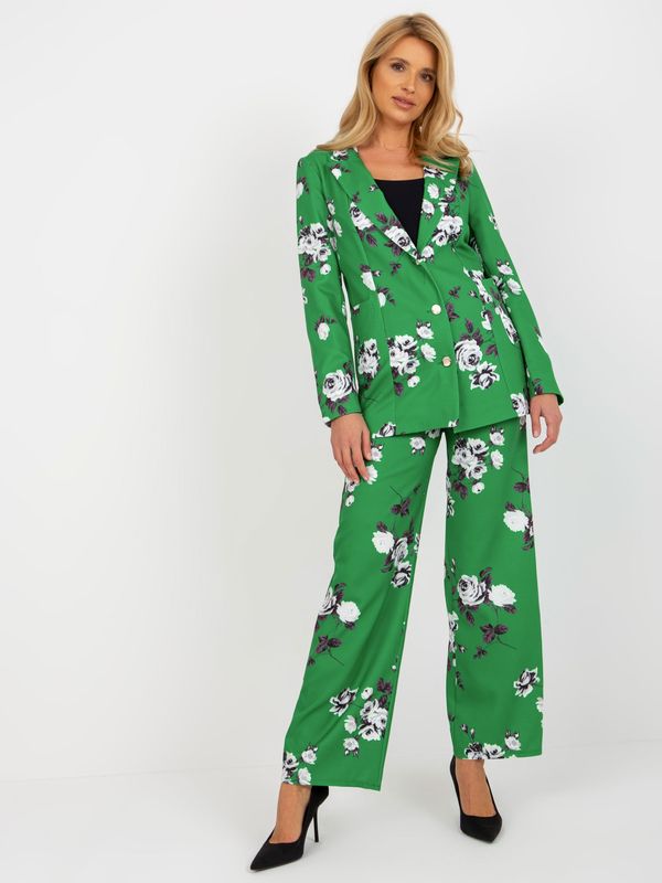 Fashionhunters Green elegant jacket with roses from the suit