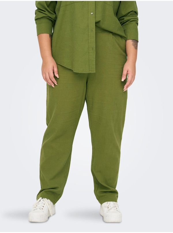 Only Green linen trousers ONLY CARMAKOMA Caro - Ladies