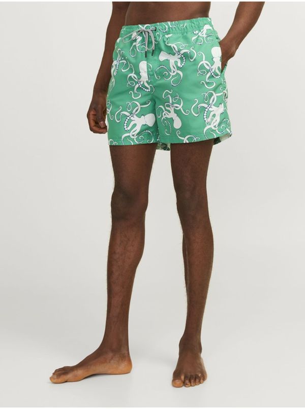 Jack & Jones Green Men's Patterned Swimsuit Jack & Jones Fiji - Men's