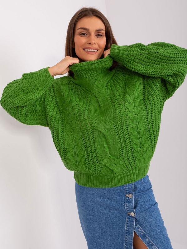 Fashionhunters Green oversize sweater with long sleeves
