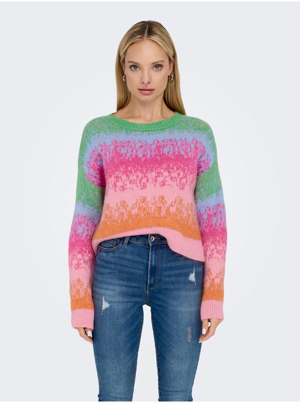 Only Green-pink womens patterned sweater ONLY Gita - Women