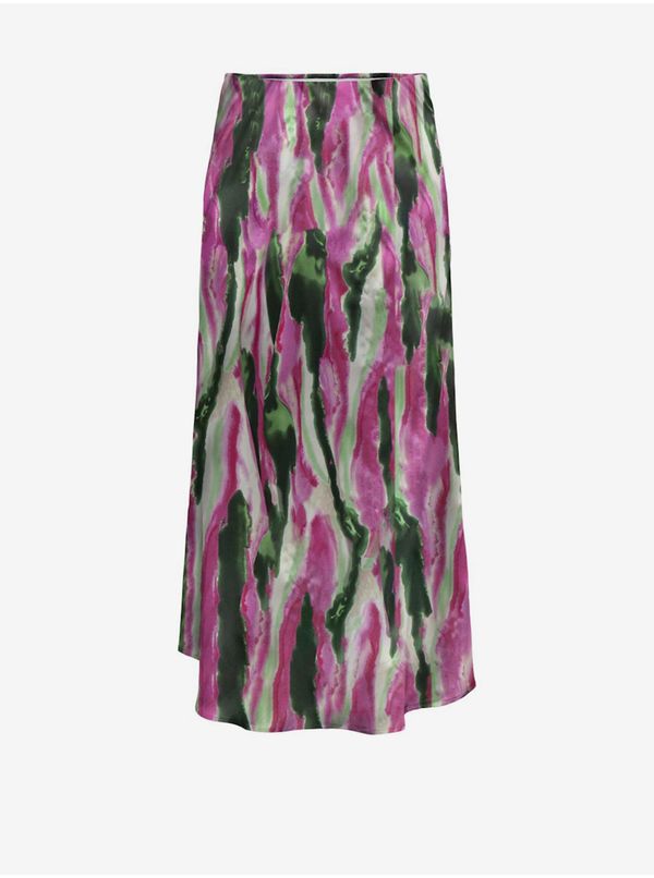 Only Green-pink women's satin maxi skirt ONLY Nathalie - Women