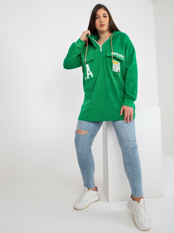 Fashionhunters Green plus size hoodie
