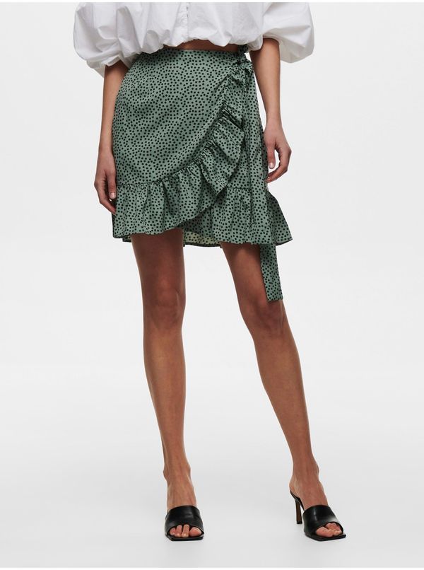 Only Green Polka Dot Short Wrap Skirt with Ruffle ONLY Olivia - Women