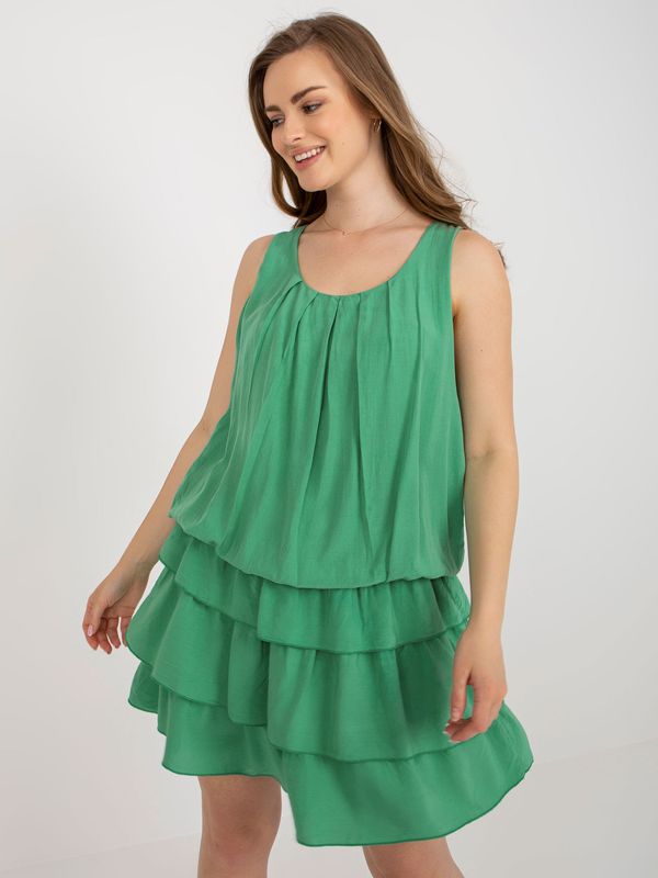 Fashionhunters Green summer dress with ruffles OCH BELLA