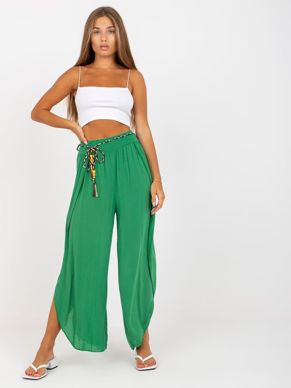 Fashionhunters Green wide trousers in high-waisted fabric by OCH BELLA