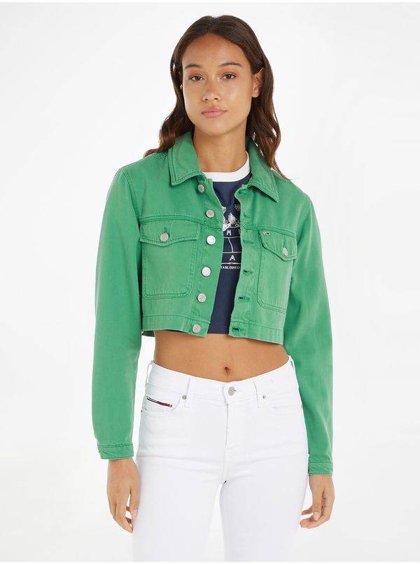 Tommy Hilfiger Green Womens Denim Crop Top Jacket Tommy Jeans - Women