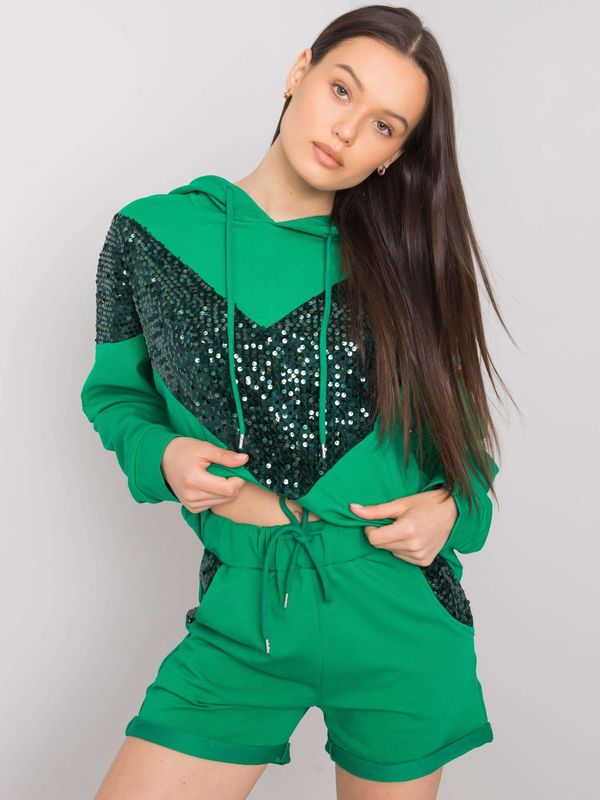 Fashionhunters Green women's set with sequins