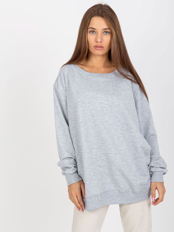 Fashionhunters Grey basic sweatshirt without oversize hood