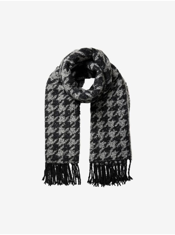 Pieces Grey-Black Patterned Scarf Pieces Pyron - Women