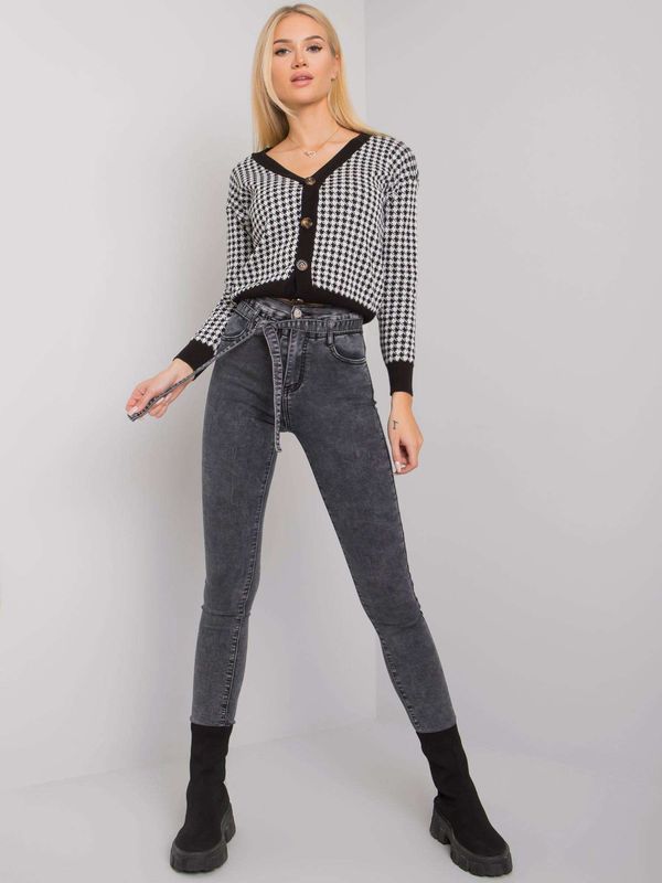 Fashionhunters Grey jeans slim fit with belt