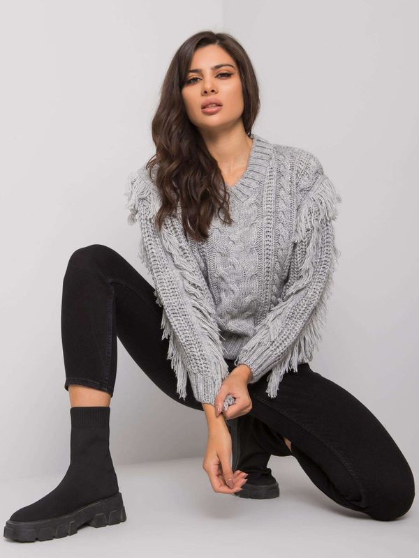 Fashionhunters Grey knitted sweater Oregon RUE PARIS