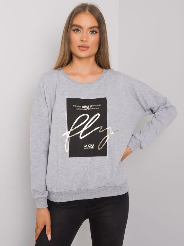 Fashionhunters Grey melange women's hoodie