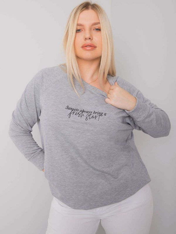 Fashionhunters Grey Melange Women's Sweatshirt Plus Sizes