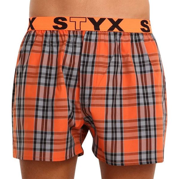 STYX Grey-orange men's plaid boxer shorts Styx