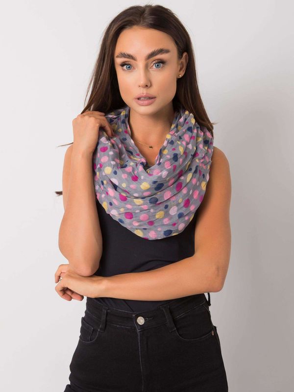 Fashionhunters Grey scarf with colored polka dots