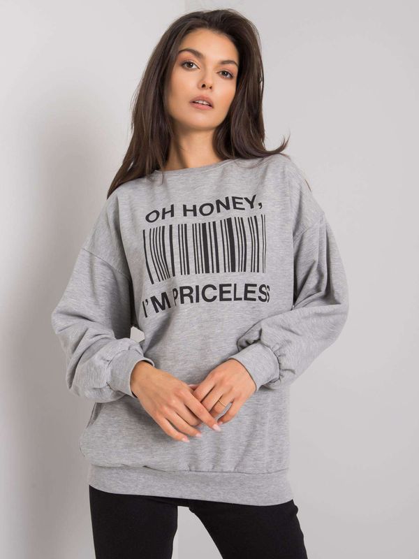 Fashionhunters Grey sweatshirt with print