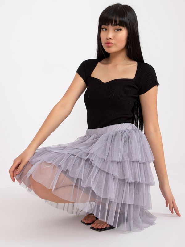 Fashionhunters Grey tulle skirt with ruffles and lining Suerta OCH BELLA
