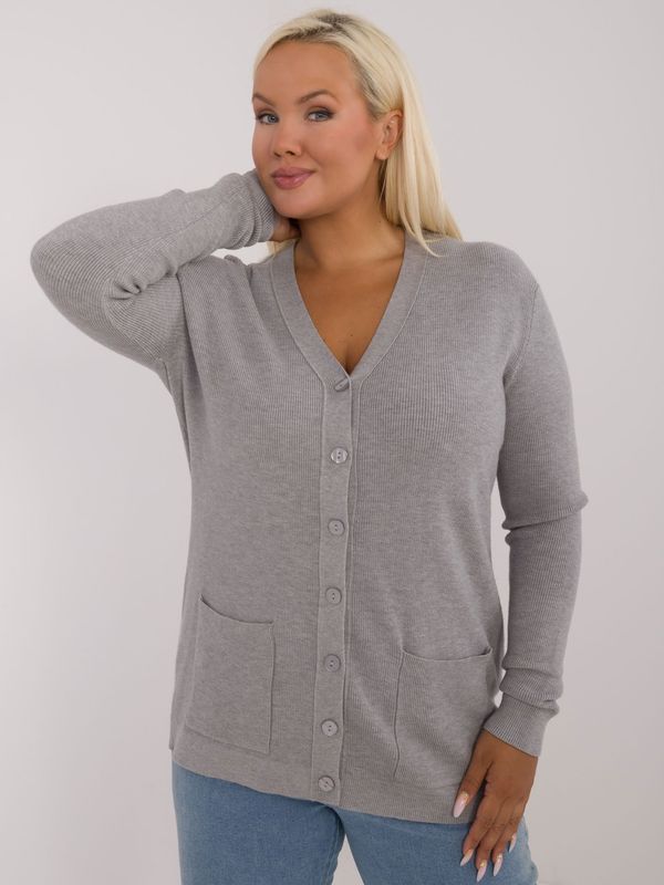 Fashionhunters Grey women's sweater with pockets