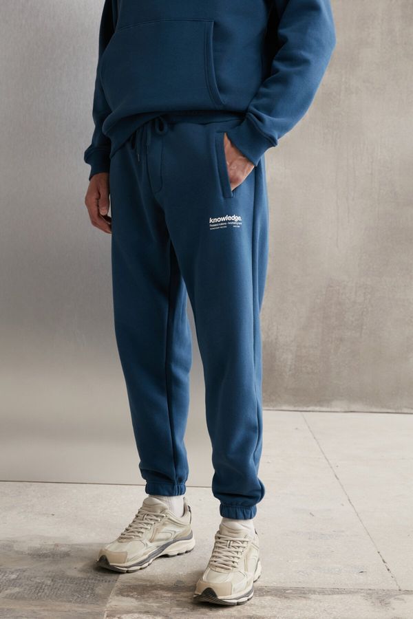 GRIMELANGE GRIMELANGE Bernon Men's Soft Fabric Three Pocket Blue Sweatpants with Elastic Le