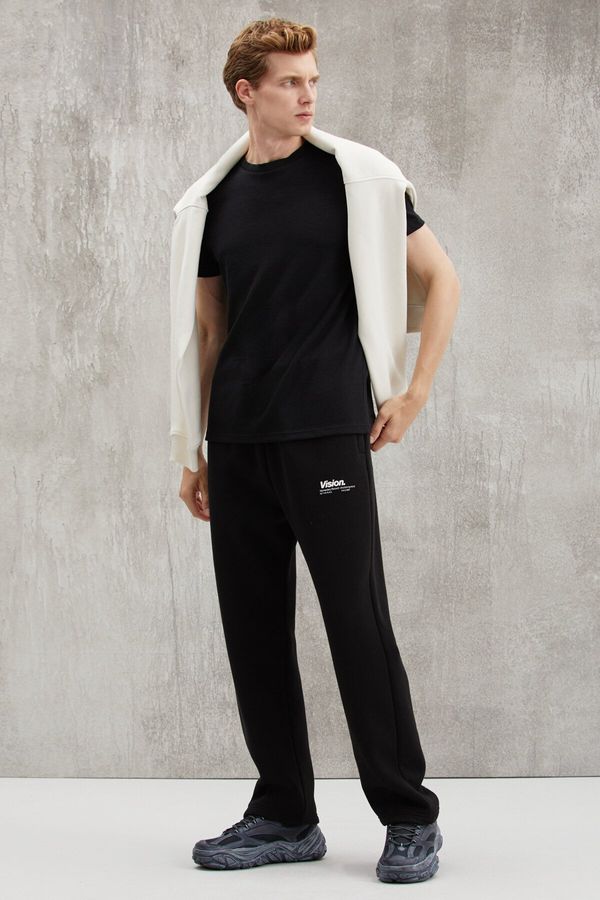 GRIMELANGE GRIMELANGE Freddy Men's Regular Fit Soft Fabric Printed 3-Pocket Black Sweatpant