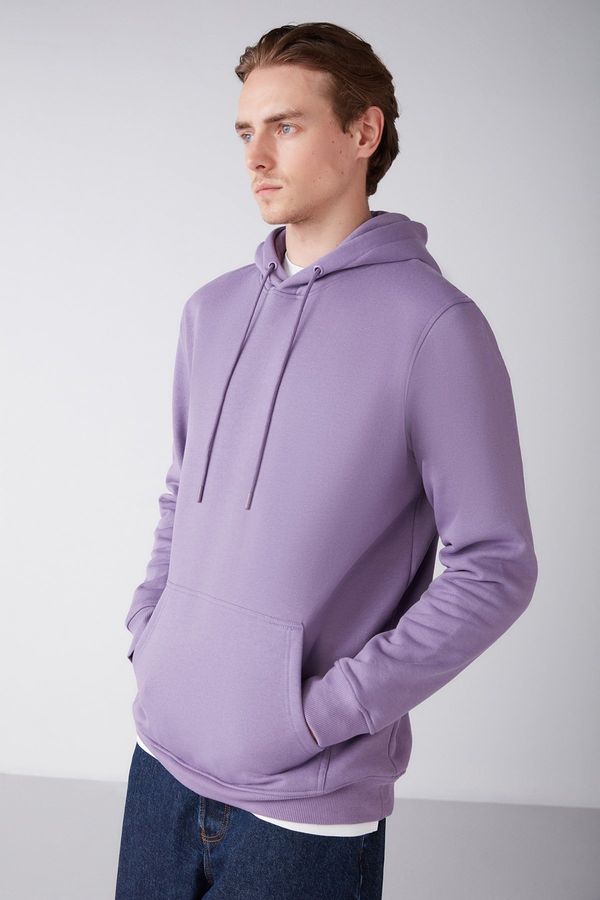 GRIMELANGE GRIMELANGE Jorge Men's Soft Fabric Hooded Drawstring Regular Fit Purple Sweatshirt