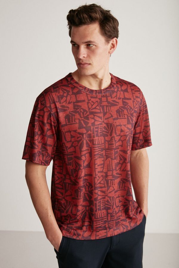 GRIMELANGE GRIMELANGE Lucas Comfort Claret Red / Patterned T-shirt